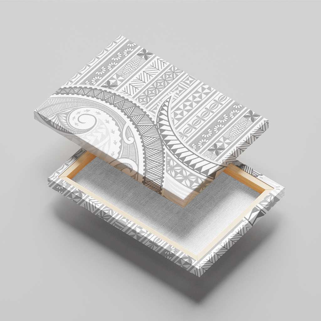 Tokelau White Sunday Canvas Wall Art Lotu Tamaiti Ngatu Tokelau Feletoa Manulua - Polynesian Pride