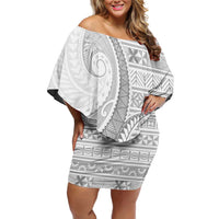 Tokelau White Sunday Family Matching Off Shoulder Short Dress and Hawaiian Shirt Lotu Tamaiti Ngatu Tokelau Feletoa Manulua - Polynesian Pride