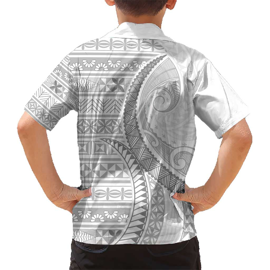 Tokelau White Sunday Family Matching Short Sleeve Bodycon Dress and Hawaiian Shirt Lotu Tamaiti Ngatu Tokelau Feletoa Manulua - Polynesian Pride