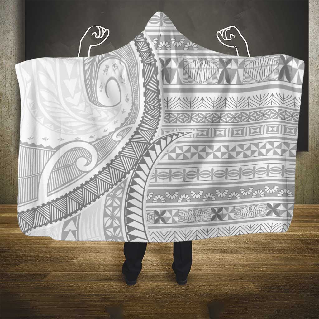 Tokelau White Sunday Hooded Blanket Lotu Tamaiti Ngatu Tokelau Feletoa Manulua - Polynesian Pride