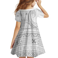 Tokelau White Sunday Kid Short Sleeve Dress Lotu Tamaiti Ngatu Tokelau Feletoa Manulua - Polynesian Pride