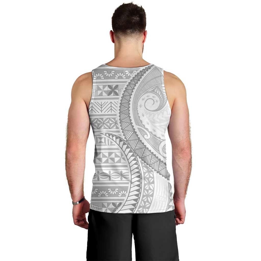Tokelau White Sunday Men Tank Top Lotu Tamaiti Ngatu Tokelau Feletoa Manulua - Polynesian Pride