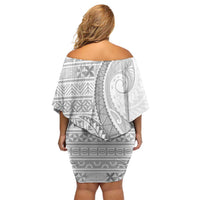 Tokelau White Sunday Off Shoulder Short Dress Lotu Tamaiti Ngatu Tokelau Feletoa Manulua - Polynesian Pride