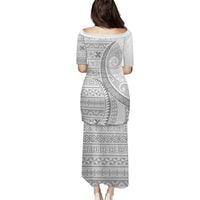 Tokelau White Sunday Puletasi Lotu Tamaiti Ngatu Tokelau Feletoa Manulua - Polynesian Pride