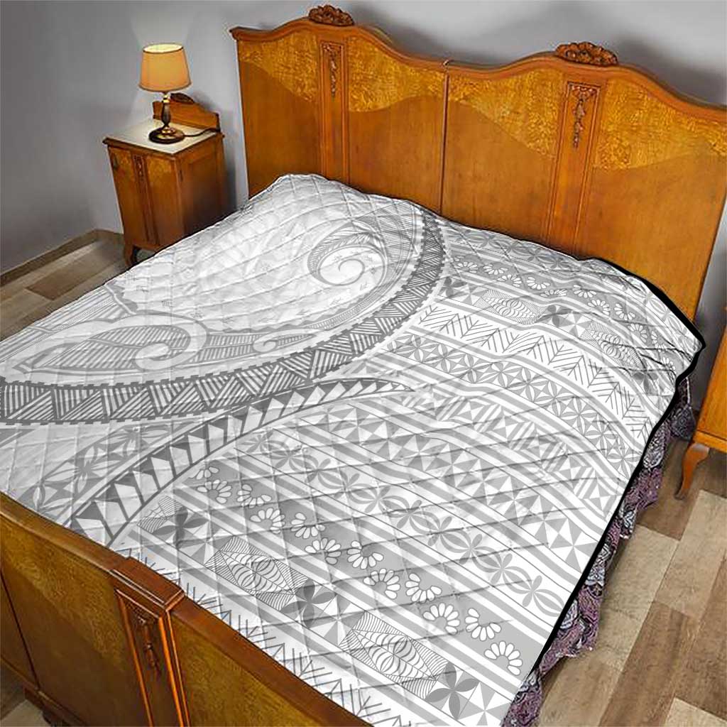 Tokelau White Sunday Quilt Lotu Tamaiti Ngatu Tokelau Feletoa Manulua - Polynesian Pride