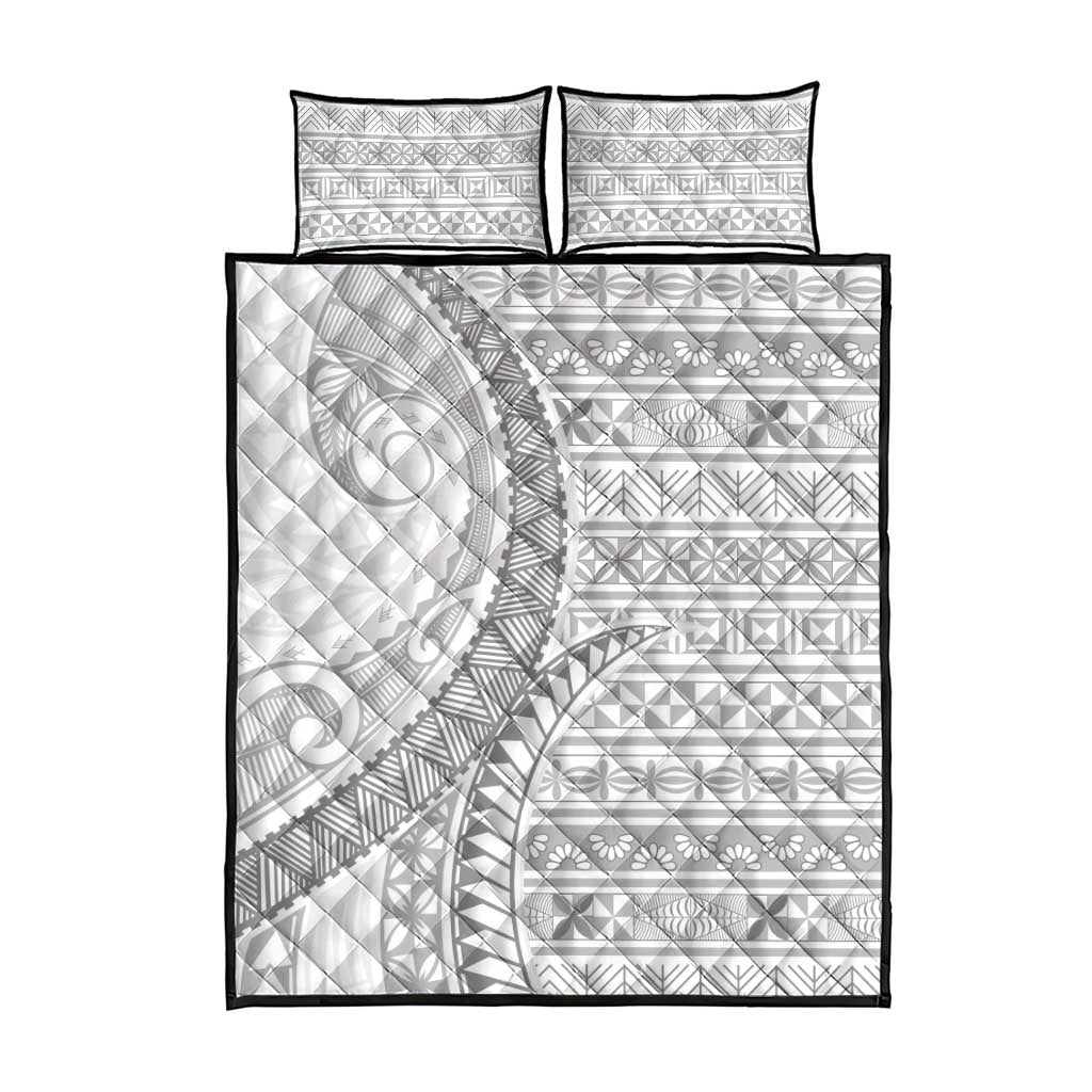 Tokelau White Sunday Quilt Bed Set Lotu Tamaiti Ngatu Tokelau Feletoa Manulua - Polynesian Pride