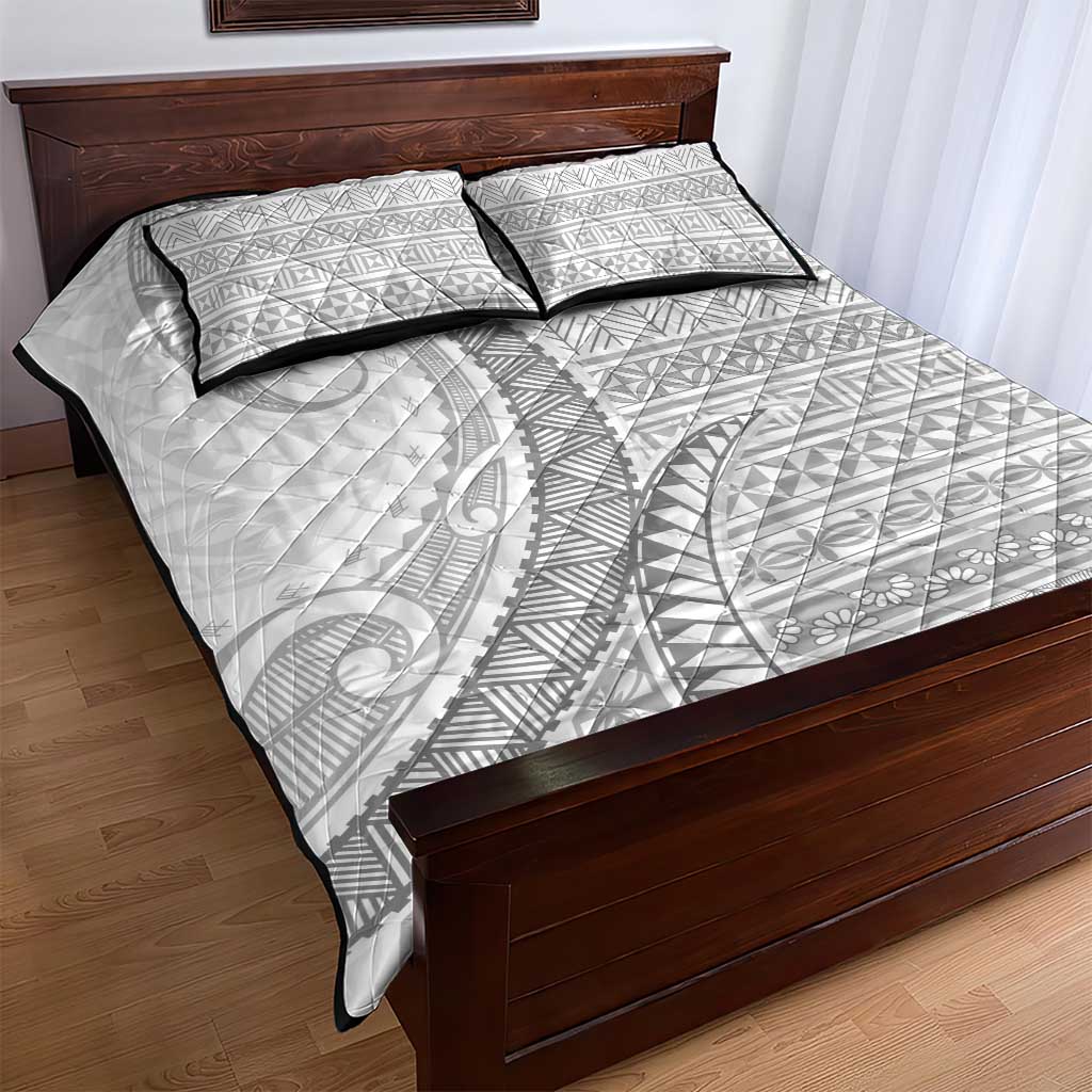 Tokelau White Sunday Quilt Bed Set Lotu Tamaiti Ngatu Tokelau Feletoa Manulua - Polynesian Pride
