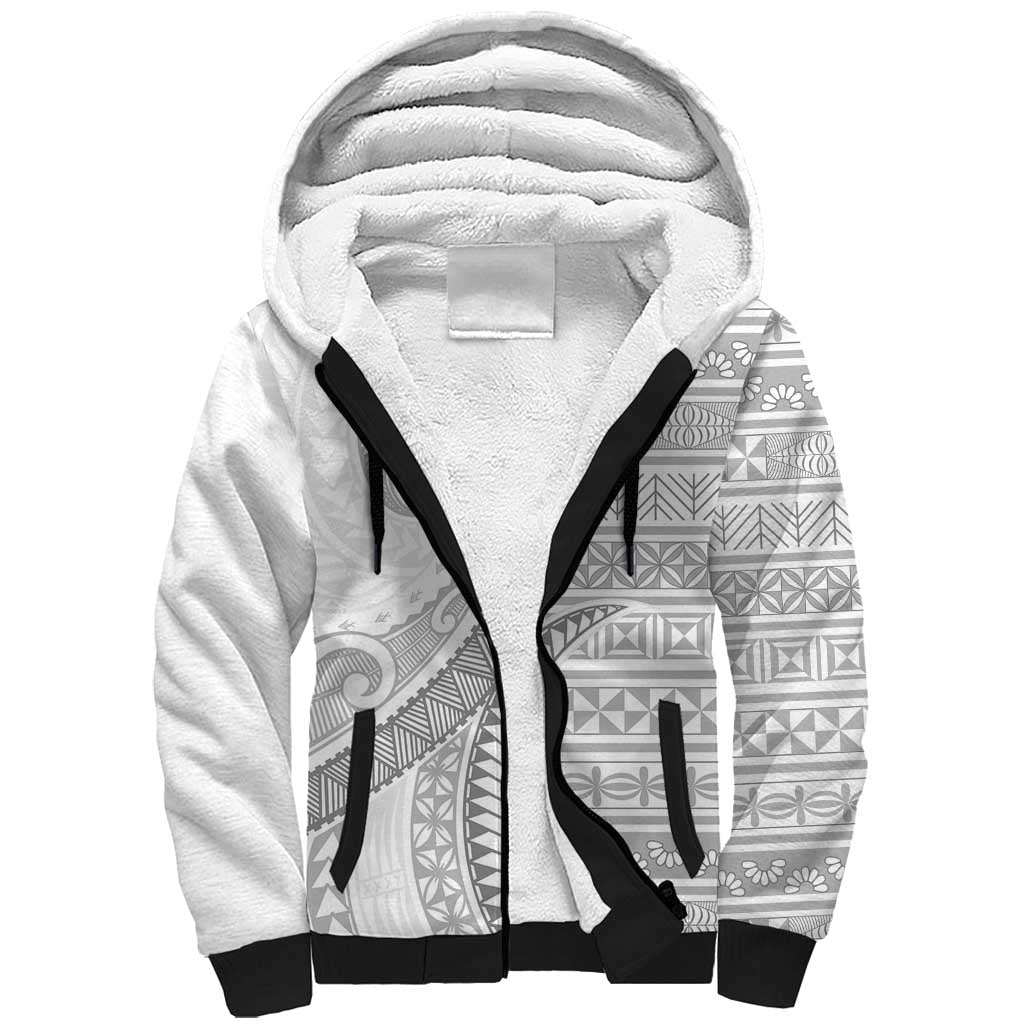 Tokelau White Sunday Sherpa Hoodie Lotu Tamaiti Ngatu Tokelau Feletoa Manulua - Polynesian Pride