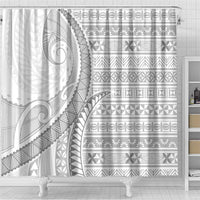 Tokelau White Sunday Shower Curtain Lotu Tamaiti Ngatu Tokelau Feletoa Manulua - Polynesian Pride