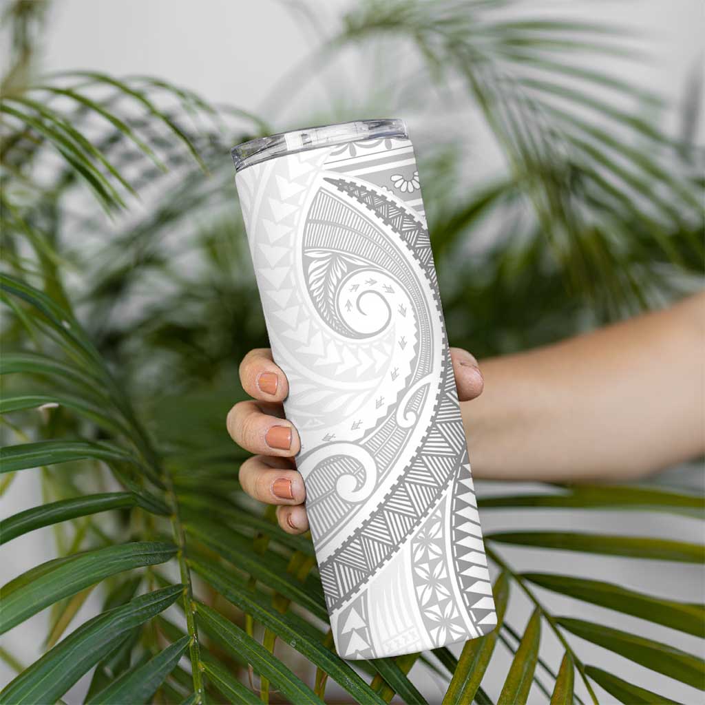 Tokelau White Sunday Skinny Tumbler Lotu Tamaiti Ngatu Tokelau Feletoa Manulua - Polynesian Pride