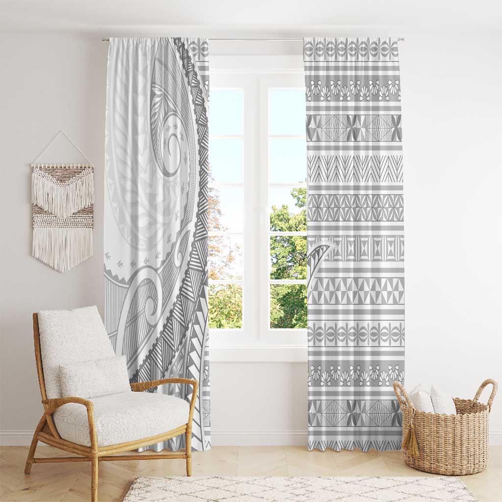 Tokelau White Sunday Window Curtain Lotu Tamaiti Ngatu Tokelau Feletoa Manulua - Polynesian Pride