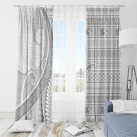 Tokelau White Sunday Window Curtain Lotu Tamaiti Ngatu Tokelau Feletoa Manulua - Polynesian Pride