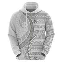 Tokelau White Sunday Zip Hoodie Lotu Tamaiti Ngatu Tokelau Feletoa Manulua - Polynesian Pride