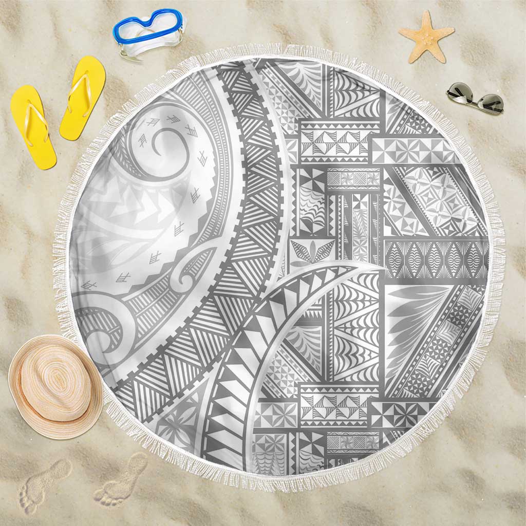 Tonga White Sunday Beach Blanket Lotu Tamaiti Ngatu Tribal - Polynesian Pride