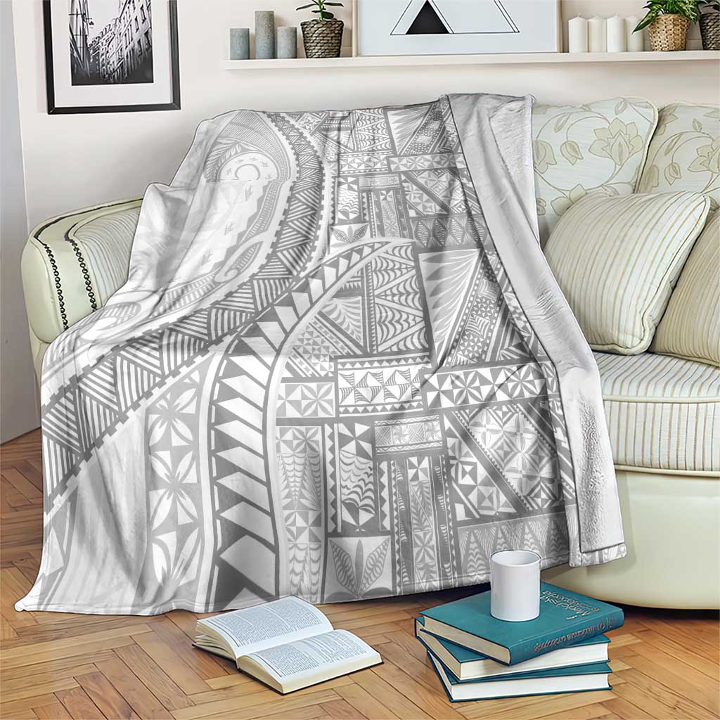 Tonga White Sunday Blanket Lotu Tamaiti Ngatu Tribal - Polynesian Pride