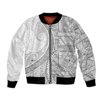 Tonga White Sunday Bomber Jacket Lotu Tamaiti Ngatu Tribal - Polynesian Pride