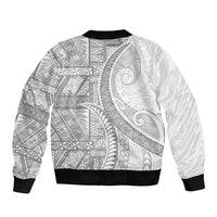 Tonga White Sunday Bomber Jacket Lotu Tamaiti Ngatu Tribal - Polynesian Pride