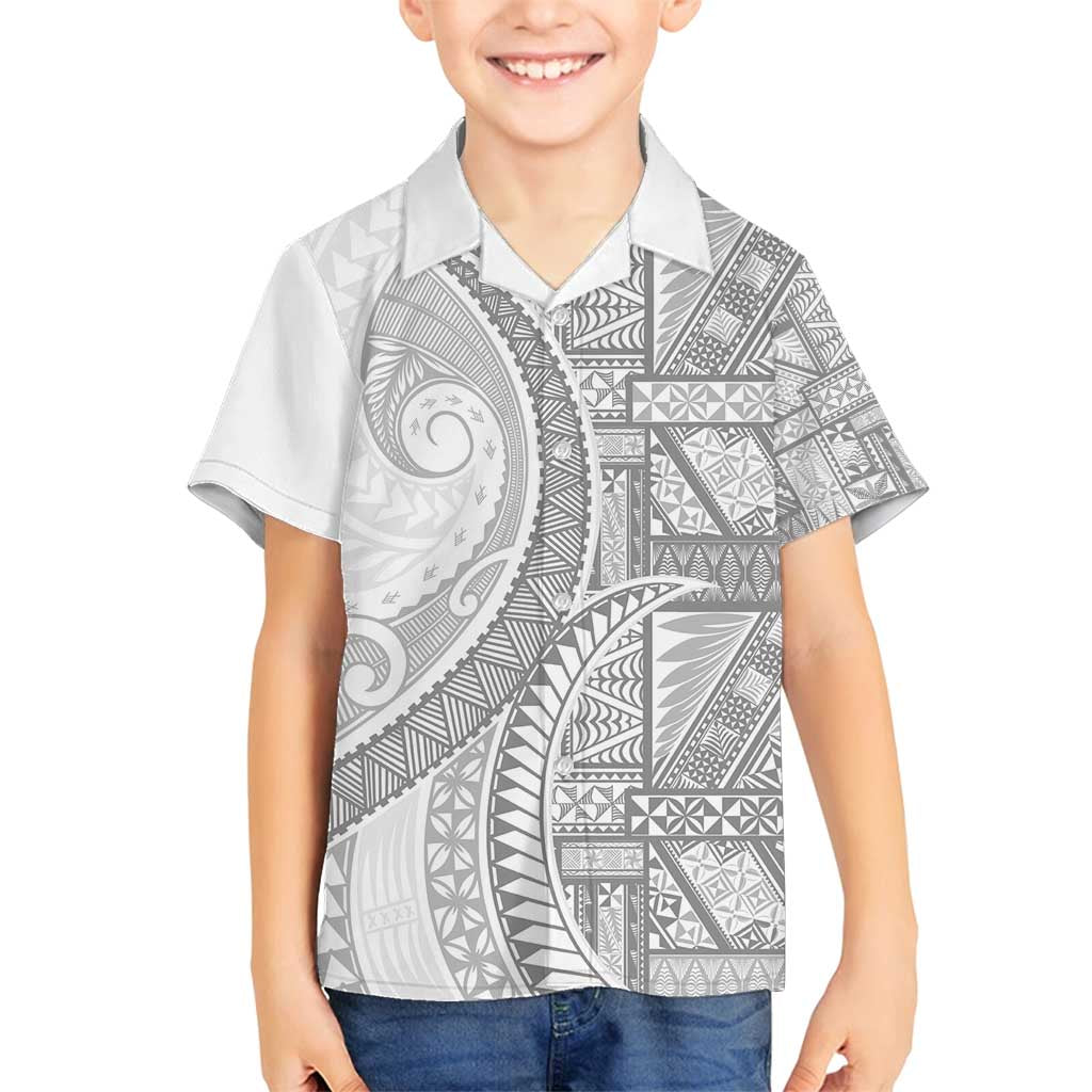 Tonga White Sunday Family Matching Summer Maxi Dress and Hawaiian Shirt Lotu Tamaiti Ngatu Tribal - Polynesian Pride