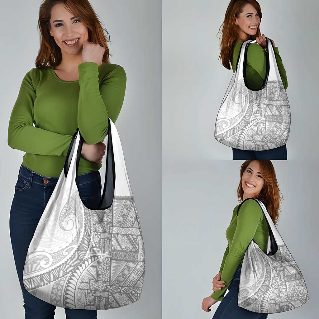 Tonga White Sunday Grocery Bag Lotu Tamaiti Ngatu Tribal - Polynesian Pride