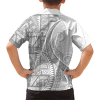 Tonga White Sunday Kid Hawaiian Shirt Lotu Tamaiti Ngatu Tribal - Polynesian Pride