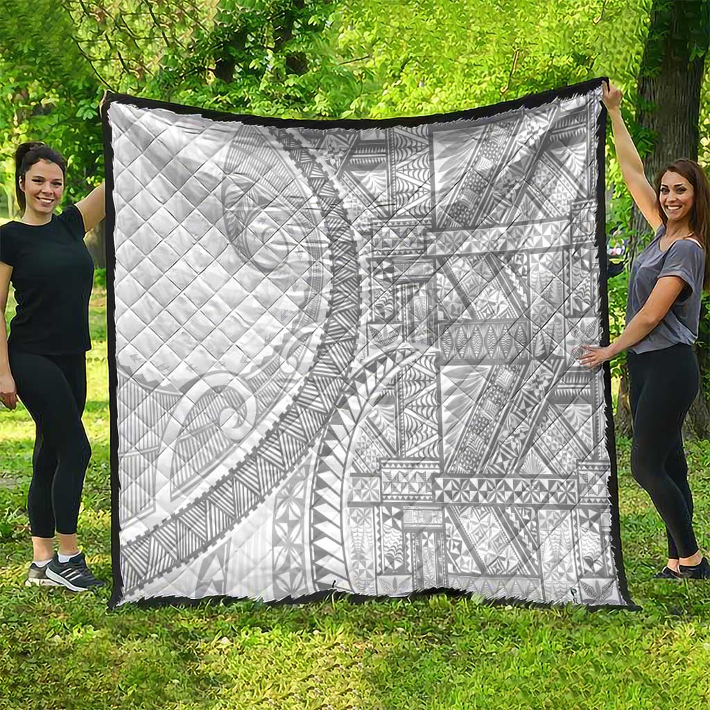 Tonga White Sunday Quilt Lotu Tamaiti Ngatu Tribal - Polynesian Pride