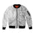 Tonga White Sunday Sleeve Zip Bomber Jacket Lotu Tamaiti Ngatu Tribal - Polynesian Pride