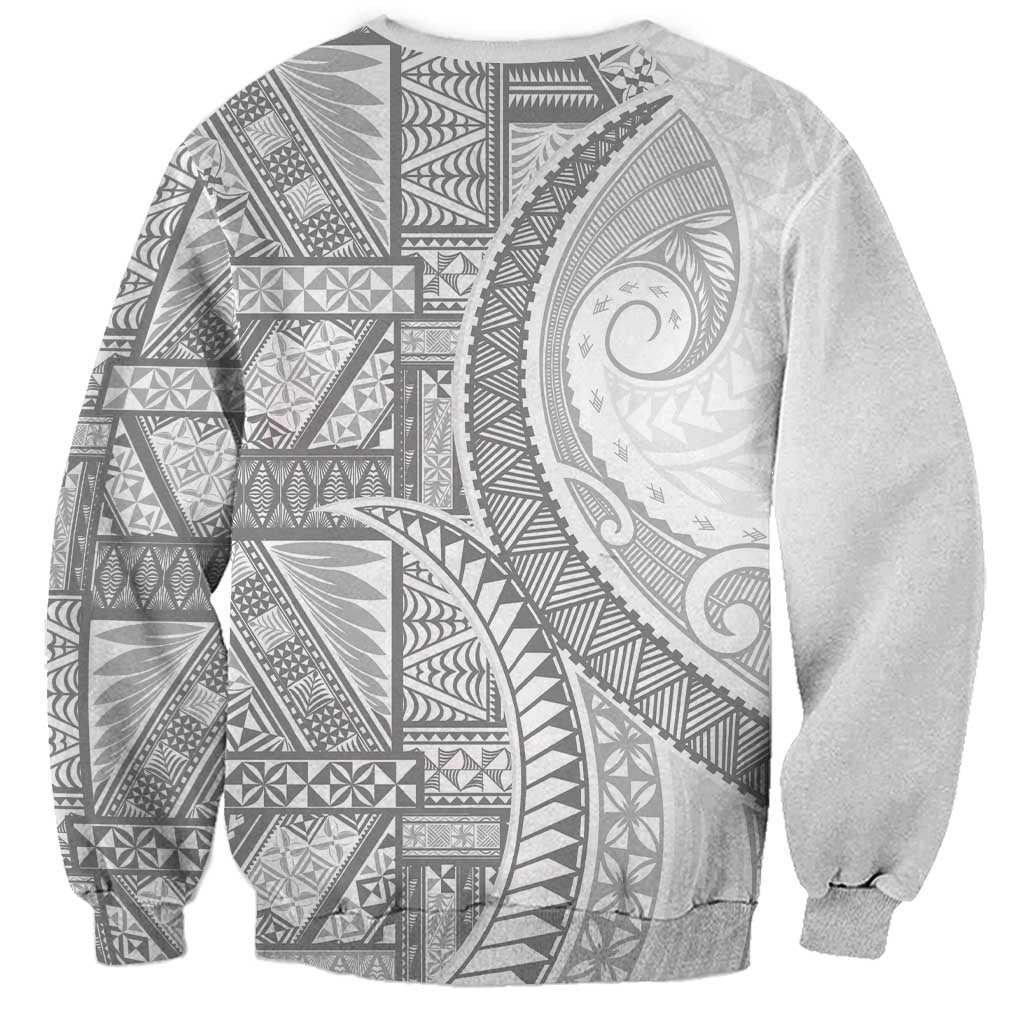 Tonga White Sunday Sweatshirt Lotu Tamaiti Ngatu Tribal - Polynesian Pride