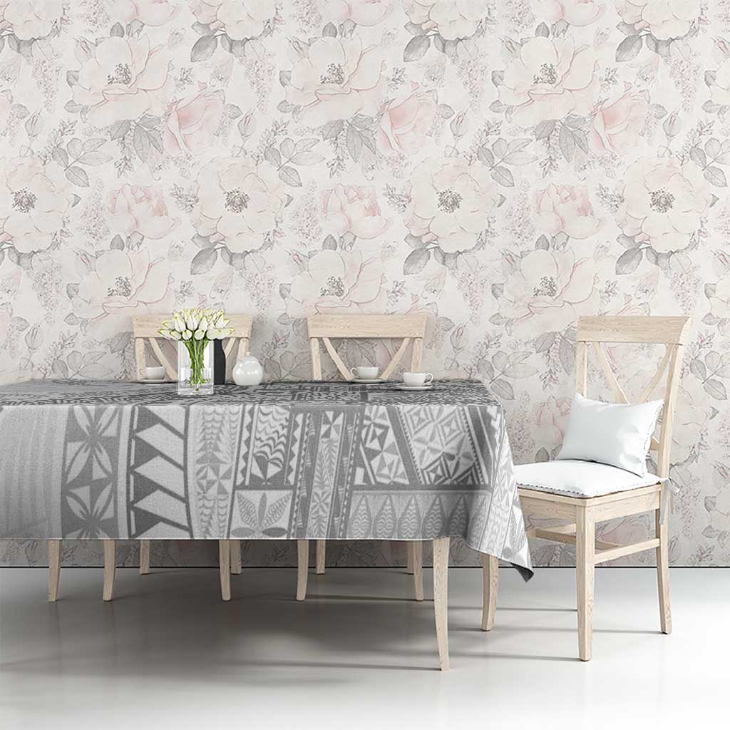 Tonga White Sunday Tablecloth Lotu Tamaiti Ngatu Tribal - Polynesian Pride