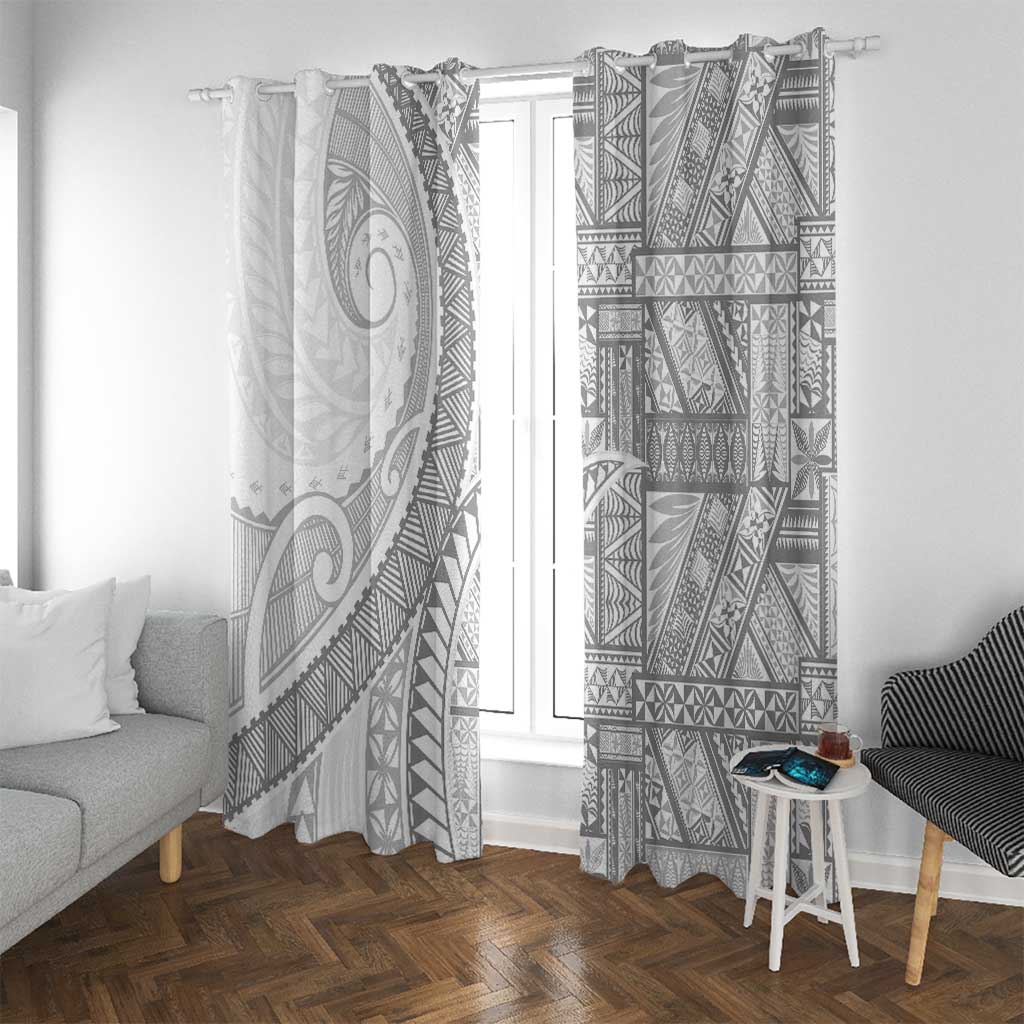 Tonga White Sunday Window Curtain Lotu Tamaiti Ngatu Tribal - Polynesian Pride