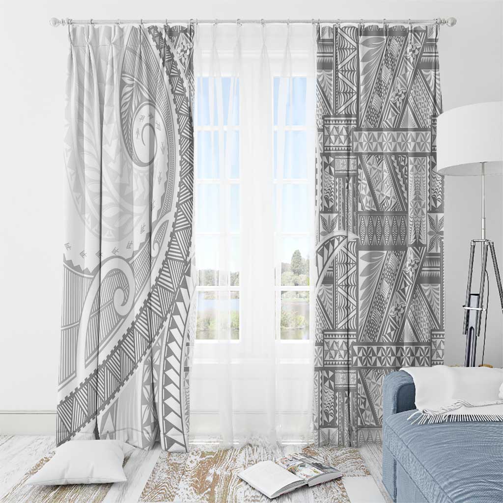 Tonga White Sunday Window Curtain Lotu Tamaiti Ngatu Tribal - Polynesian Pride