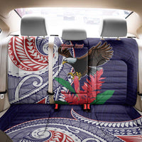 American Samoa Bald Eagle Personalized Back Car Seat Cover Polynesian Teuila Flowers - Polynesian Pride