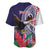 American Samoa Bald Eagle Personalized Baseball Jersey Polynesian Teuila Flowers - Polynesian Pride