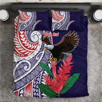 American Samoa Bald Eagle Personalized Bedding Set Polynesian Teuila Flowers - Polynesian Pride