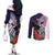 American Samoa Bald Eagle Personalized Couples Matching Off The Shoulder Long Sleeve Dress and Long Sleeve Button Shirt Polynesian Teuila Flowers - Polynesian Pride