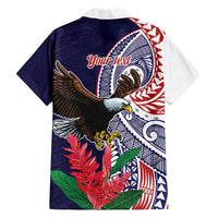 American Samoa Bald Eagle Personalized Family Matching Long Sleeve Bodycon Dress and Hawaiian Shirt Polynesian Teuila Flowers - Polynesian Pride