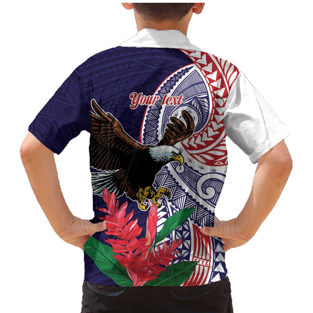 American Samoa Bald Eagle Personalized Family Matching Mermaid Dress and Hawaiian Shirt Polynesian Teuila Flowers - Polynesian Pride