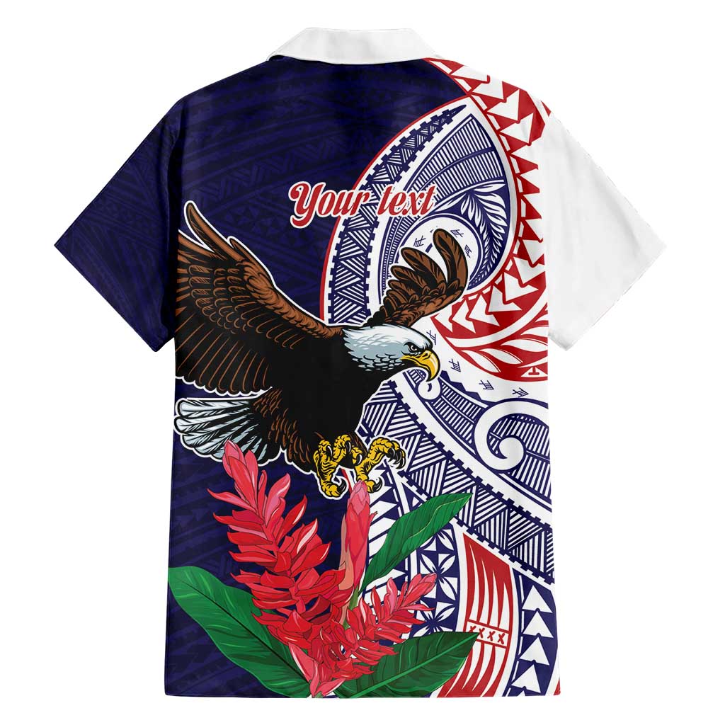 American Samoa Bald Eagle Personalized Family Matching Short Sleeve Bodycon Dress and Hawaiian Shirt Polynesian Teuila Flowers - Polynesian Pride