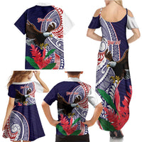 American Samoa Bald Eagle Personalized Family Matching Summer Maxi Dress and Hawaiian Shirt Polynesian Teuila Flowers - Polynesian Pride