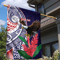 American Samoa Bald Eagle Personalized Garden Flag Polynesian Teuila Flowers - Polynesian Pride
