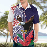 American Samoa Bald Eagle Personalized Hawaiian Shirt Polynesian Teuila Flowers - Polynesian Pride