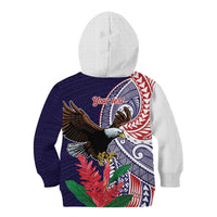 American Samoa Bald Eagle Personalized Kid Hoodie Polynesian Teuila Flowers - Polynesian Pride