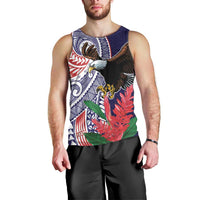 American Samoa Bald Eagle Personalized Men Tank Top Polynesian Teuila Flowers - Polynesian Pride