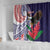 American Samoa Bald Eagle Personalized Shower Curtain Polynesian Teuila Flowers - Polynesian Pride