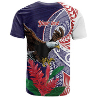 American Samoa Bald Eagle Personalized T Shirt Polynesian Teuila Flowers - Polynesian Pride