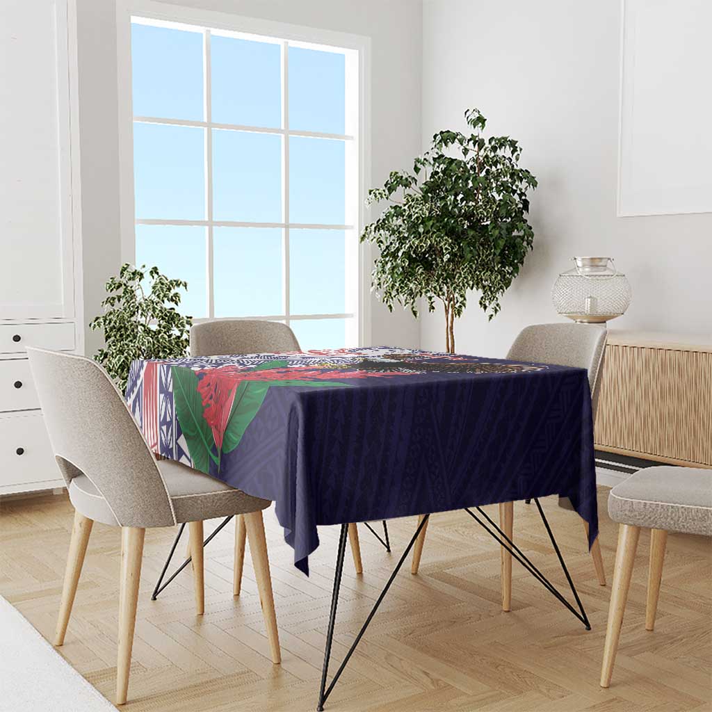 American Samoa Bald Eagle Personalized Tablecloth Polynesian Teuila Flowers - Polynesian Pride