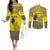 Niue Crab Personalised Couples Matching Off The Shoulder Long Sleeve Dress and Long Sleeve Button Shirt Niuean Hiapo Pattern - Polynesian Pride