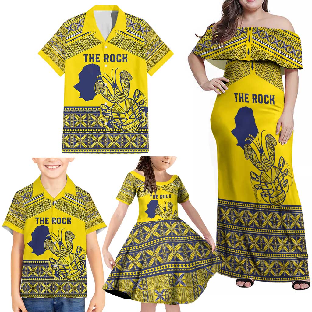 Niue Crab Personalised Family Matching Off Shoulder Maxi Dress and Hawaiian Shirt Niuean Hiapo Pattern - Polynesian Pride
