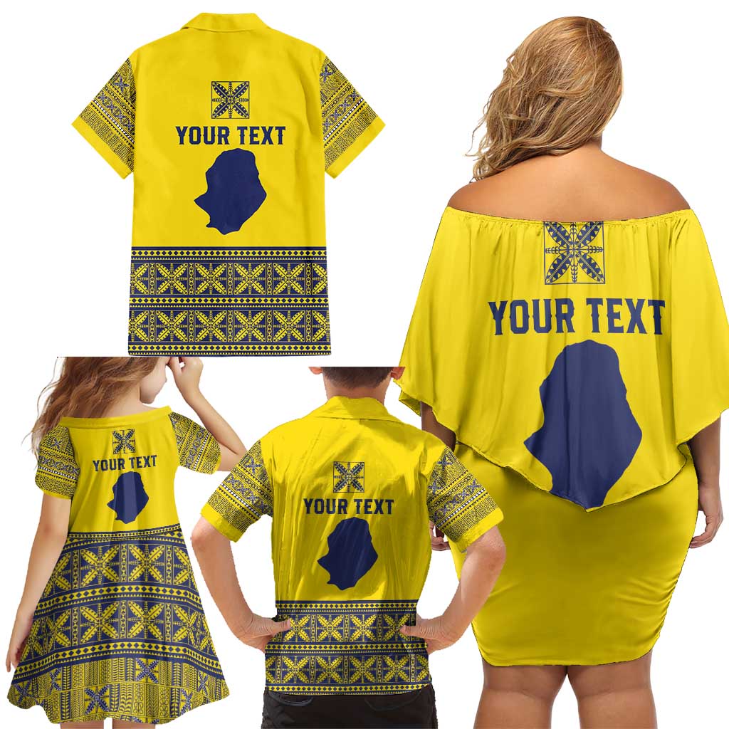 Niue Crab Personalised Family Matching Off Shoulder Short Dress and Hawaiian Shirt Niuean Hiapo Pattern - Polynesian Pride