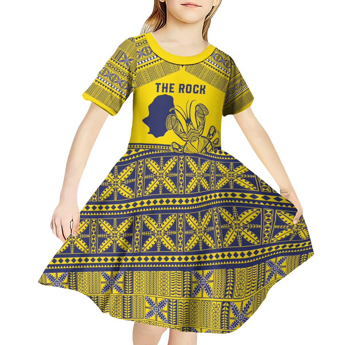 Niue Crab Personalised Kid Short Sleeve Dress Niuean Hiapo Pattern - Polynesian Pride