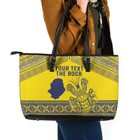 Niue Crab Personalised Leather Tote Bag Niuean Hiapo Pattern - Polynesian Pride